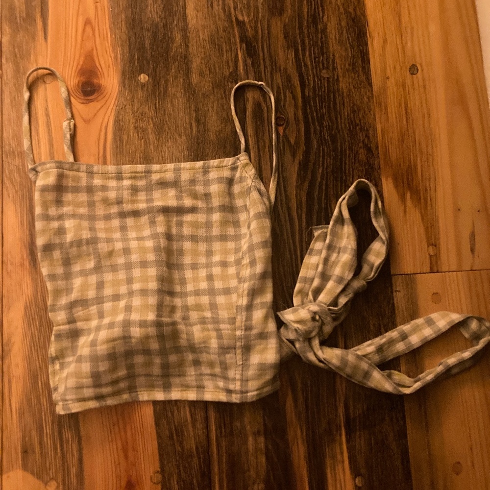 Sage green plaid top